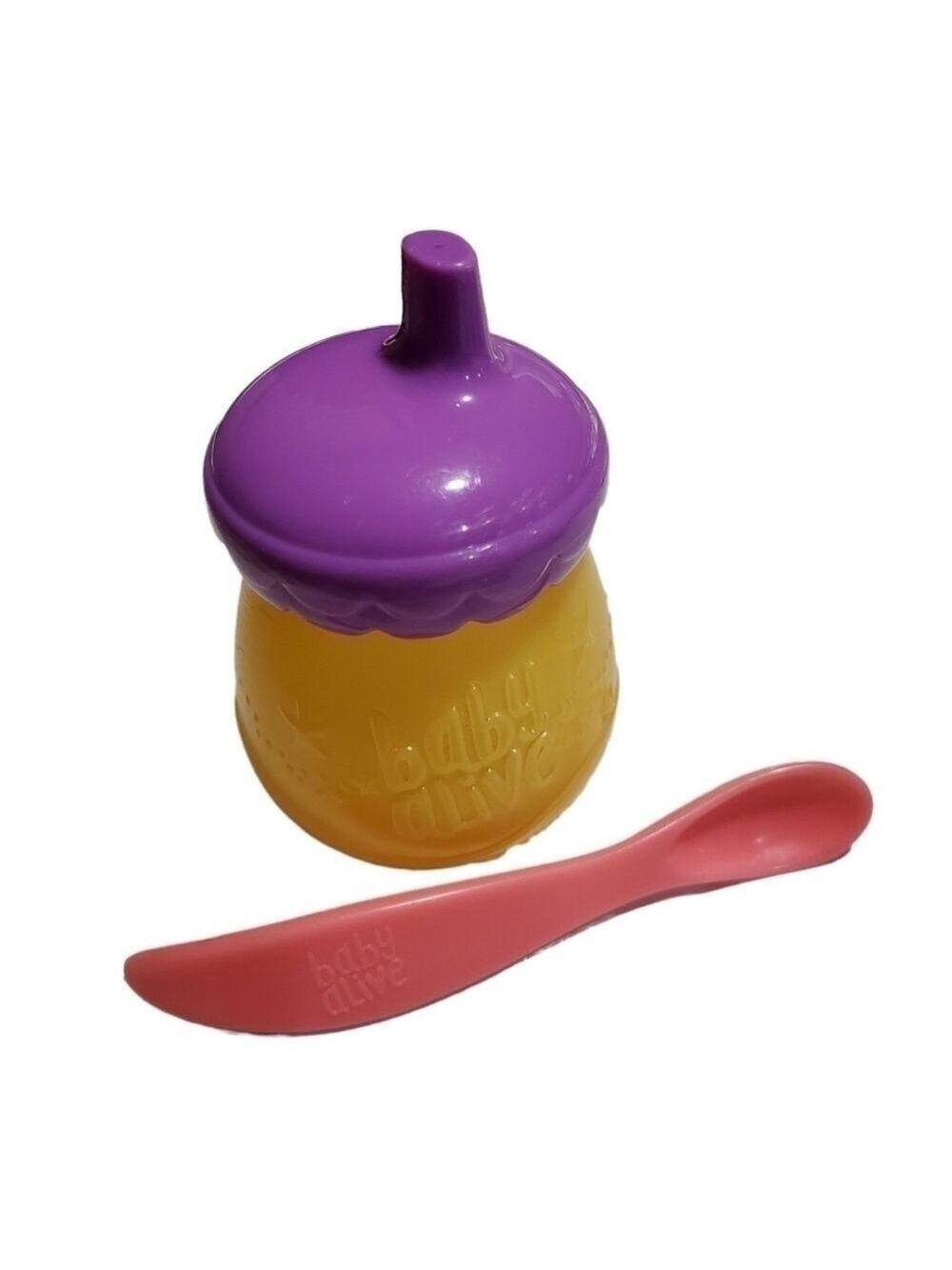 Replacement Baby Alive Orange Bottle purple twist on top pink spoon